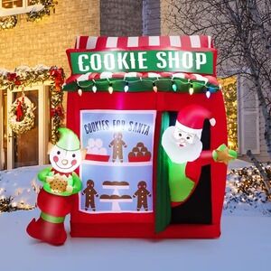 Self Inflatable Santa Claus Cookie Shop Christmas Decoration gingerbread elf